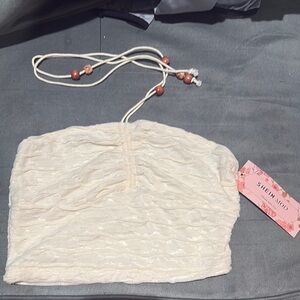 SHEIN Ivory Textured Tube Top